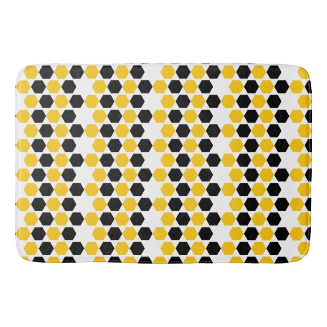 Tapis De Bain Motif hexagramme Hex Noir Noir Jaune (Devant)