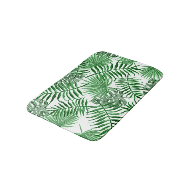 Tapis De Bain Motif Hip Retro Tropical Green Palm Leafs (Angle)