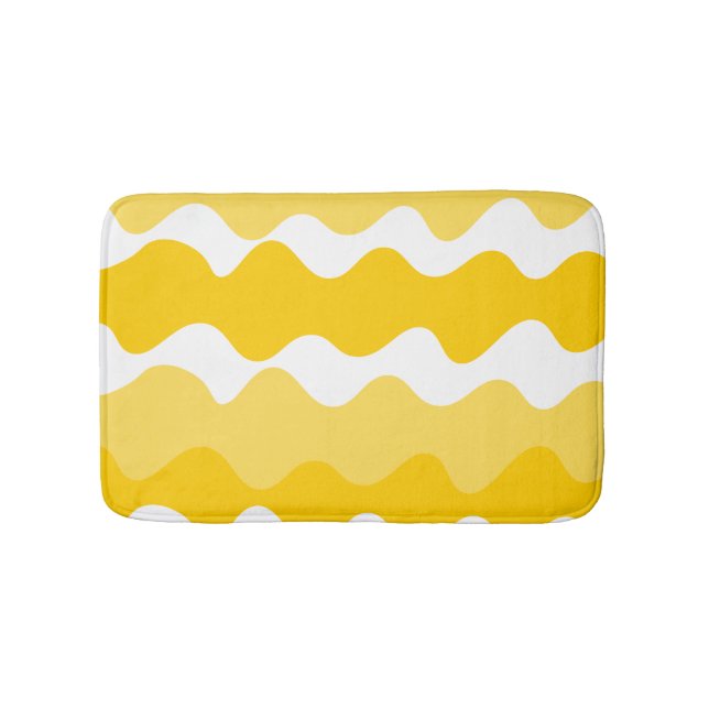 Tapis De Bain Motif horizontal jaune et blanc ondulé (Devant)