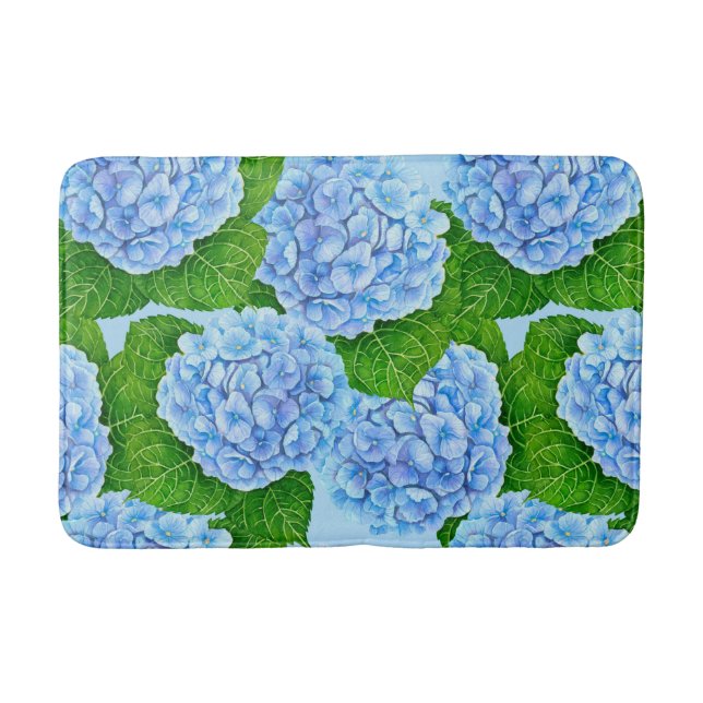 Tapis De Bain Motif hydrangée bleu (Devant)