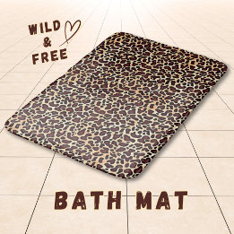 Tapis De Bain Motif Imprimé Léopard Gras Brun Noir Tan -