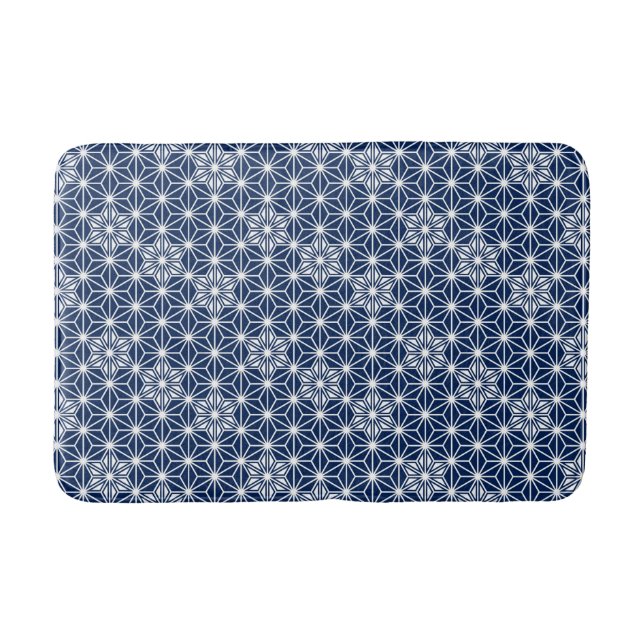 Tapis De Bain Motif japonais Asanoha - indigo bleu & blanc (Devant)