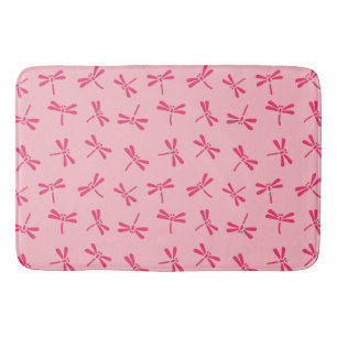 Tapis De Bain Motif japonais de libellules, Coral clair rose