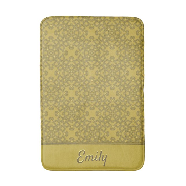 Tapis De Bain Motif jaune moutarde personnalisé (Devant (Vertical))