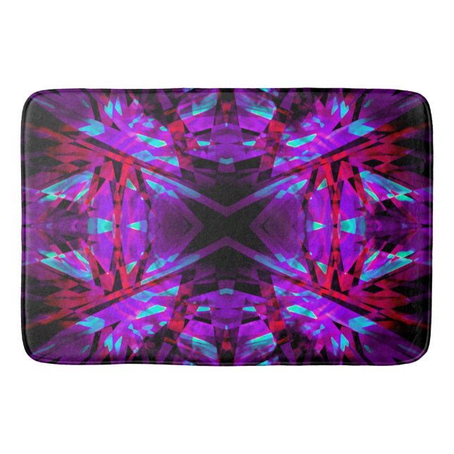 Tapis De Bain Motif kaléidoscope rouge et violet (Devant)