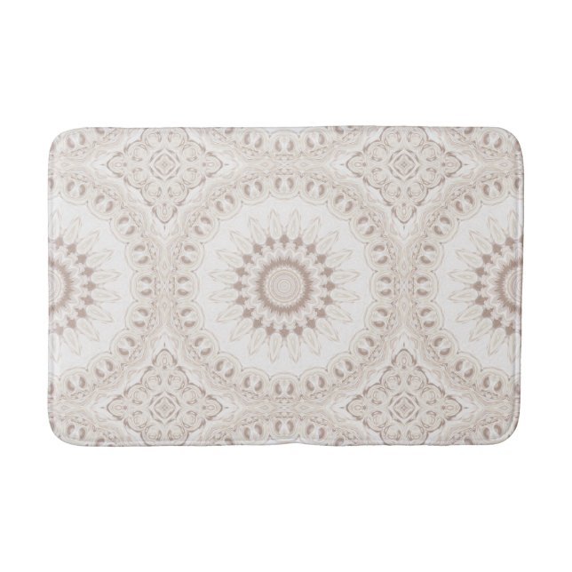 Tapis De Bain Motif Mandala Beige et Crème (Devant)