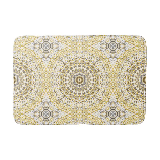 Tapis De Bain Motif Mandala jaune or (Devant)