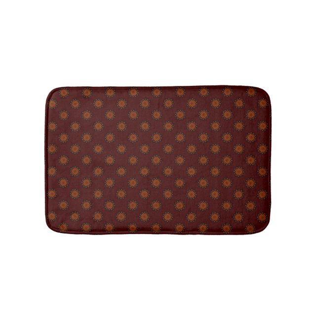 Tapis De Bain Motif Mandala Moderne Orange Terracotta Rustique (Devant)