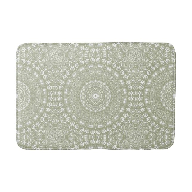Tapis De Bain Motif Mandala Vert Sauge (Devant)