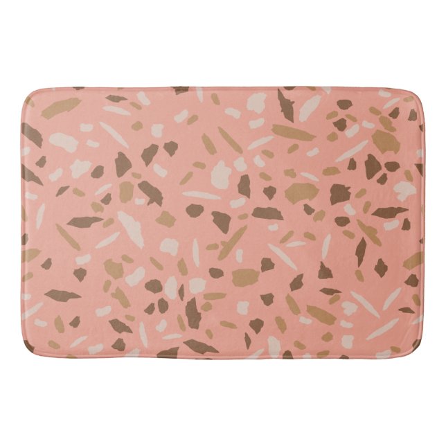 Tapis De Bain Motif marbre terrazzo beige pêche marron (Devant)