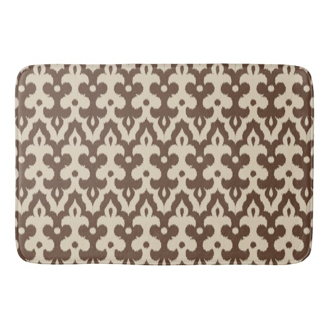 Tapis De Bain Motif marocain Ikat Damask, Taupe et Beige (Devant)
