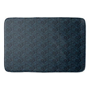 Tapis De Bain Motif Masculin Dark Damask bleu Black Swirl