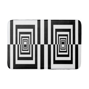 Tapis De Bain Motif minimaliste géométrique noir et blanc