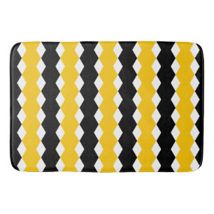 Tapis De Bain Motif moderne funky Geometric Black & Yellow