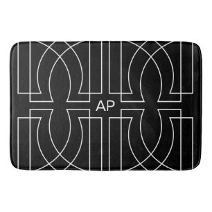 Tapis De Bain Motif moderne géométrique Chic noir et blanc