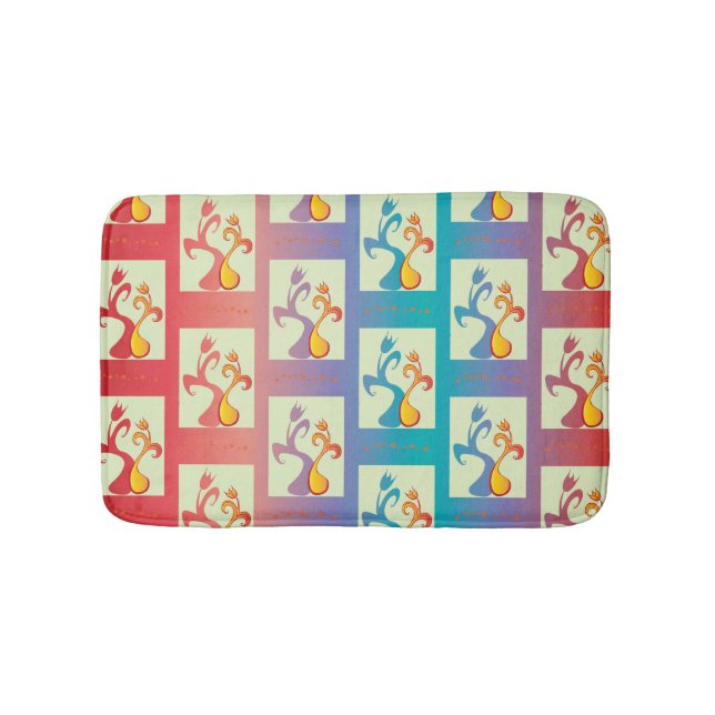 Tapis De Bain Motif moderne rouge, violet et bleu Tulip Couple (Devant)