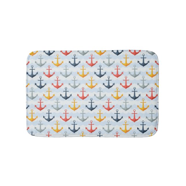Tapis De Bain Motif nautique avec des Ancres (Devant)