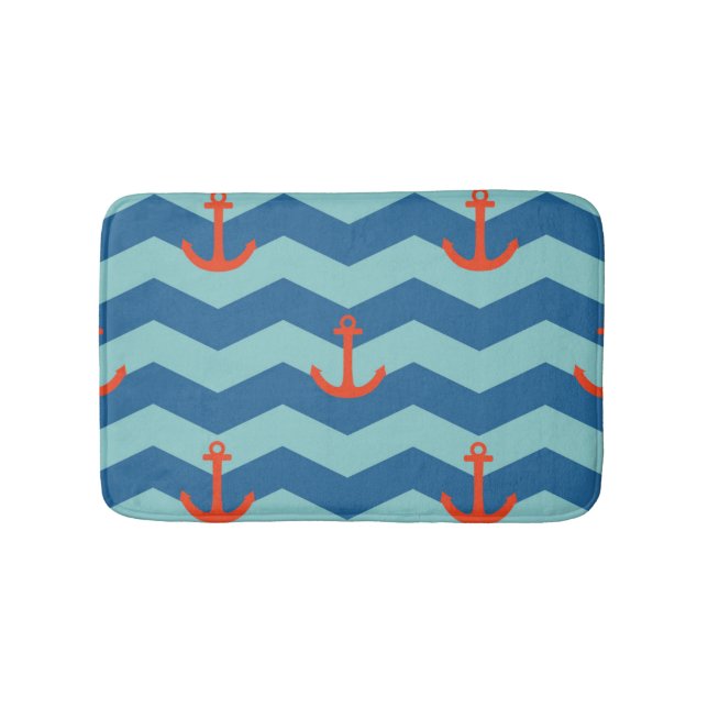 Tapis De Bain Motif nautique de Chevron (Devant)