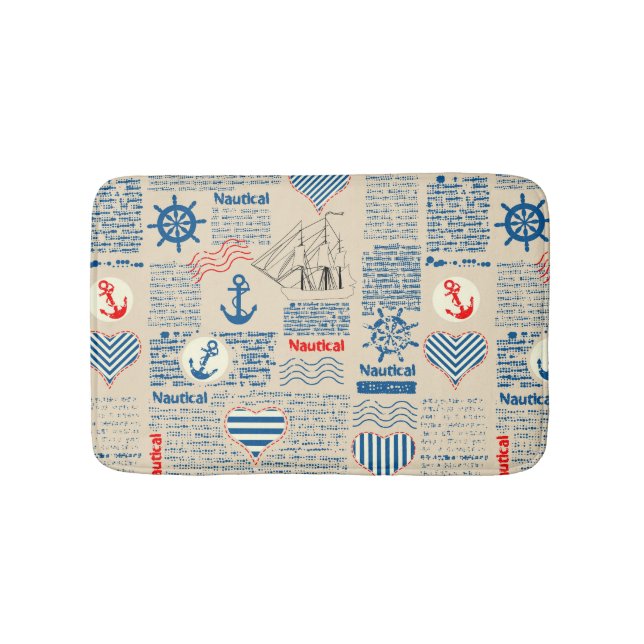 Tapis De Bain Motif nautique de journal (Devant)