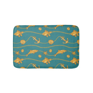Tapis De Bain Motif nautique d'or