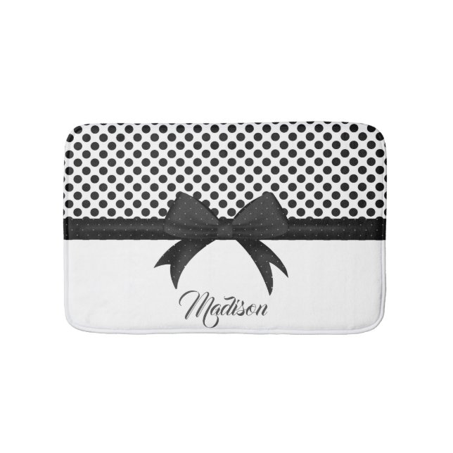 Tapis De Bain Motif noir à mâchoires et points (Devant)