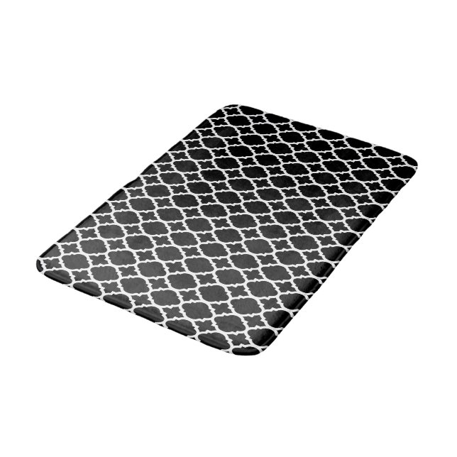 Tapis de bain motif noir blanc quatrefoil (Angle)
