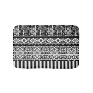 Tapis De Bain Motif noir et blanc avec dentelle et patchwork