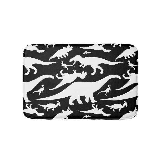 Tapis De Bain Motif noir et blanc de dinosaure (Devant)