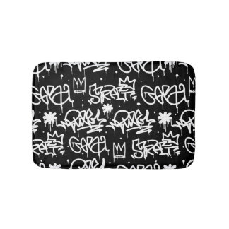 Tapis De Bain Motif noir et blanc de graffiti
