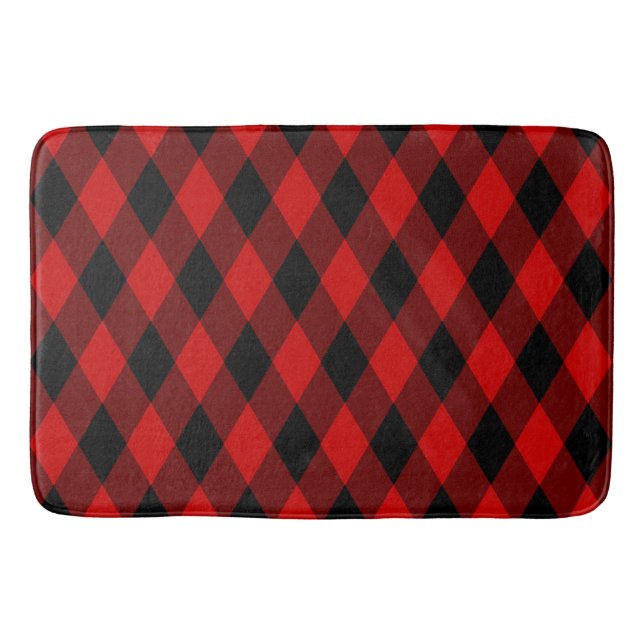 Tapis De Bain Motif noir et diamant rouge classique (Devant)