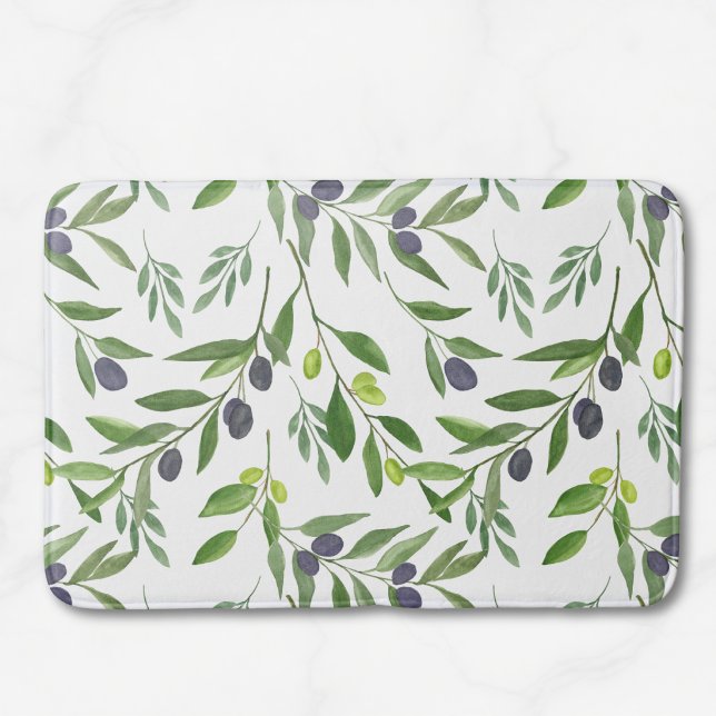 Tapis De Bain Motif olive aquarelle (Créateur téléchargé)