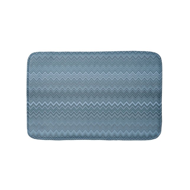 Tapis De Bain Motif ondulé zigzag gris bleu (Devant)