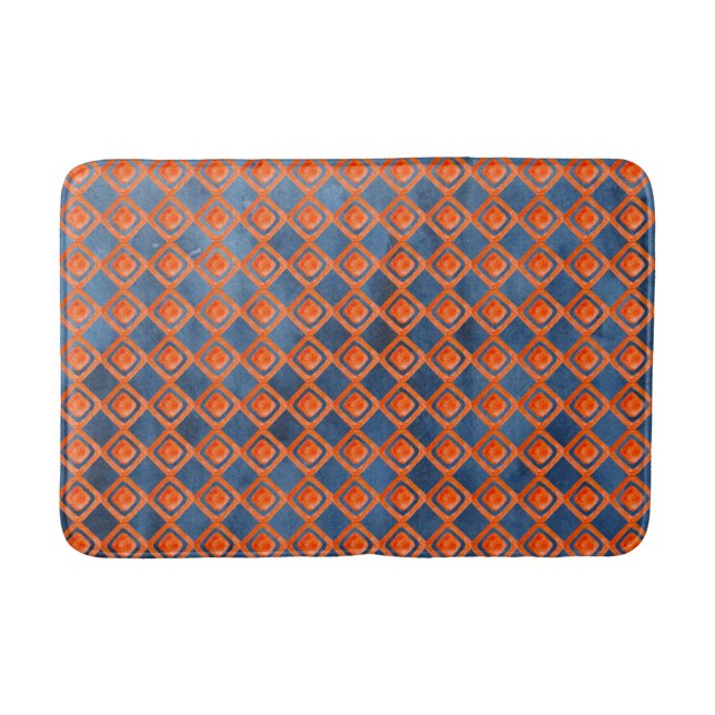 Tapis De Bain Motif orange d'aquarelle de bleu marine (Devant)