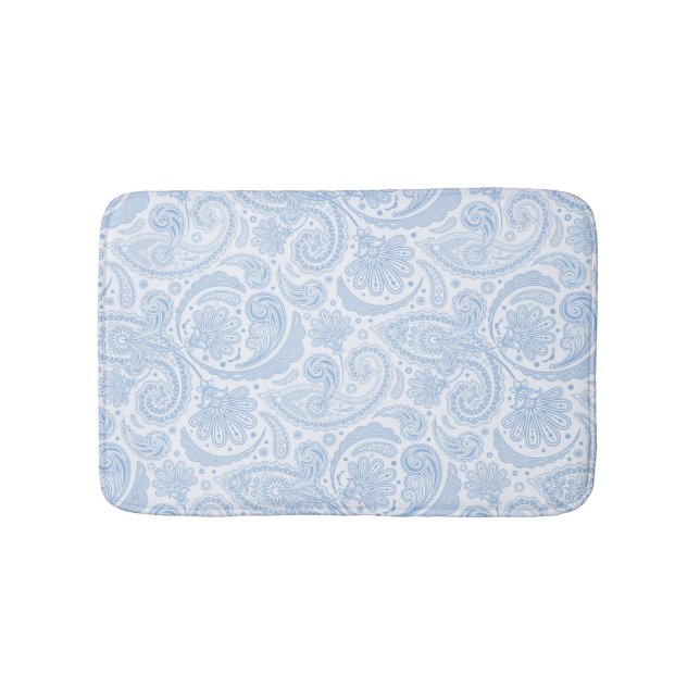 Tapis De Bain Motif paisley bleu blanc (Devant)