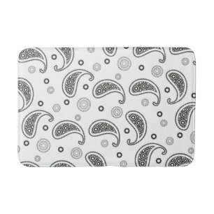Tapis De Bain Motif Paisley Noir et blanc