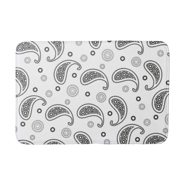 Tapis De Bain Motif Paisley Noir et blanc (Devant)