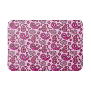 Tapis De Bain Motif Paisley, nuances de lumière à rose profond