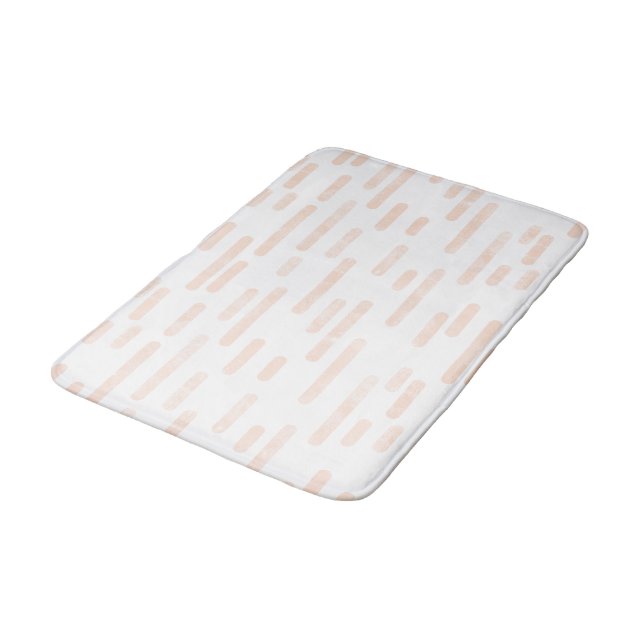 Tapis De Bain Motif Pale Peach on White Roundé Lines (Angle)