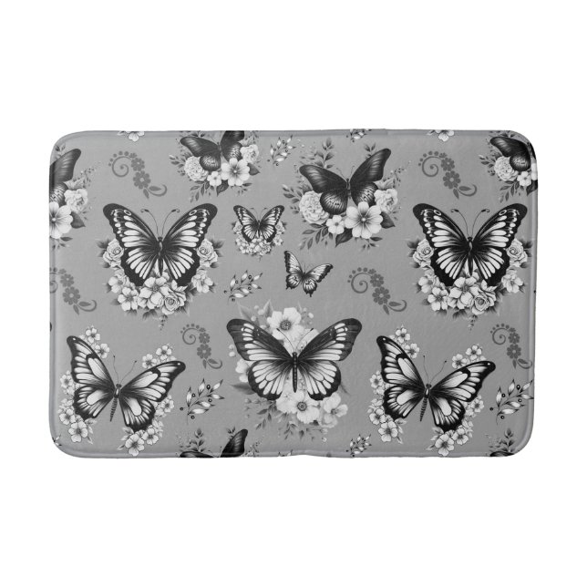Tapis De Bain Motif Papillon Gris (Devant)