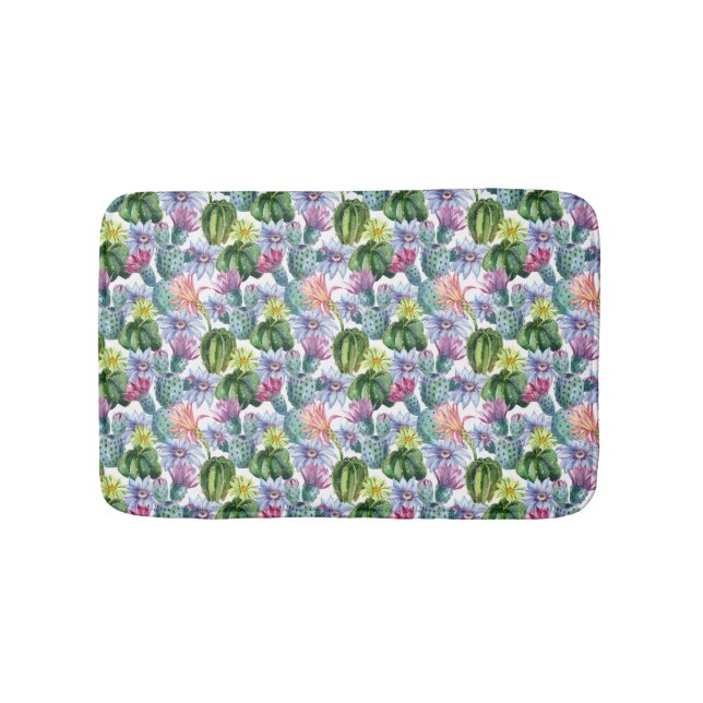 Tapis De Bain Motif peint à la main de cactus d'aquarelle (Devant)