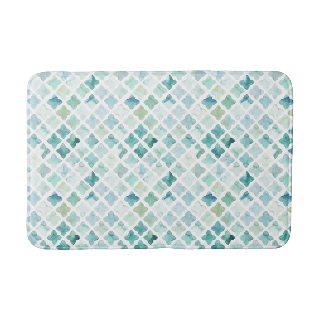 Tapis De Bain Motif peint à la main de turquoise (Devant)