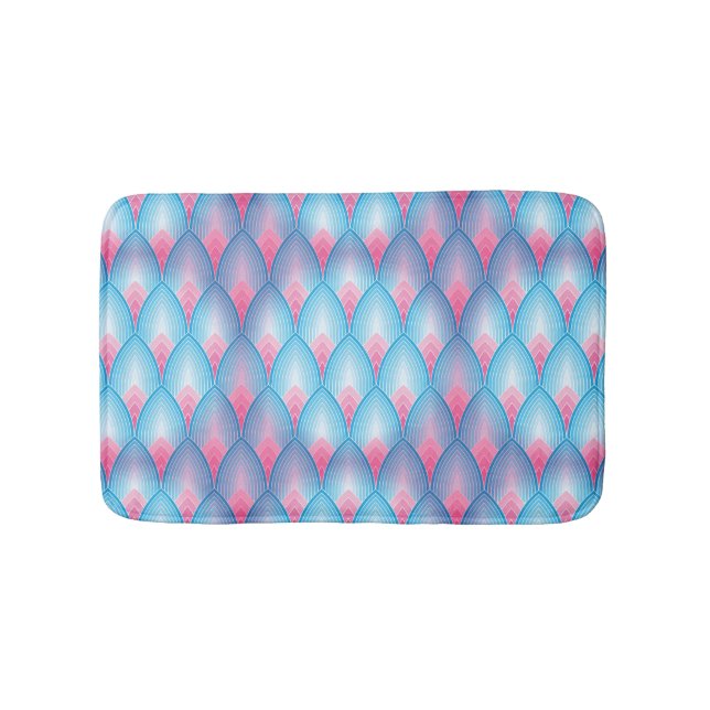 Tapis De Bain Motif Pétal Turquoise Et Rose (Devant)