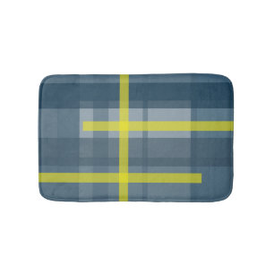 Tapis De Bain Motif plaid bleu et jaune
