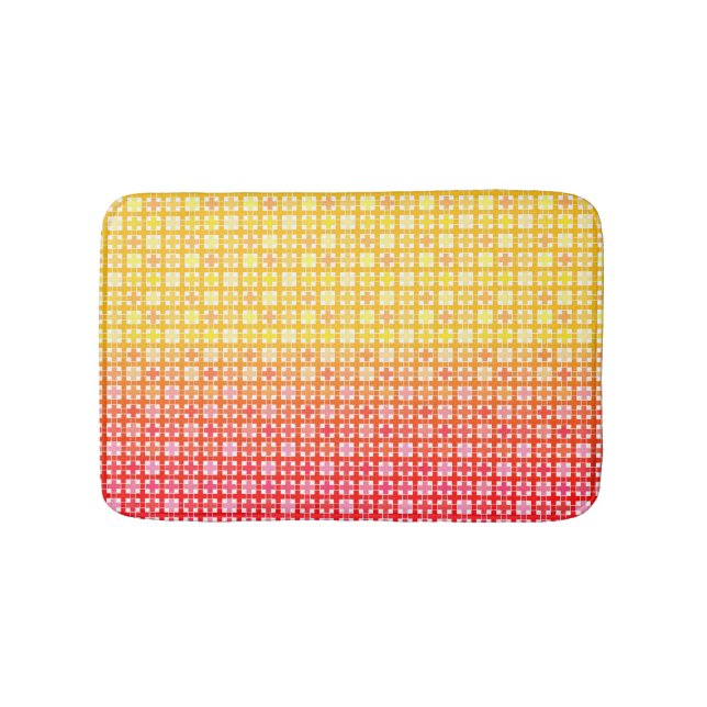 Tapis De Bain Motif plaid dégradé jaune rouge (Devant)