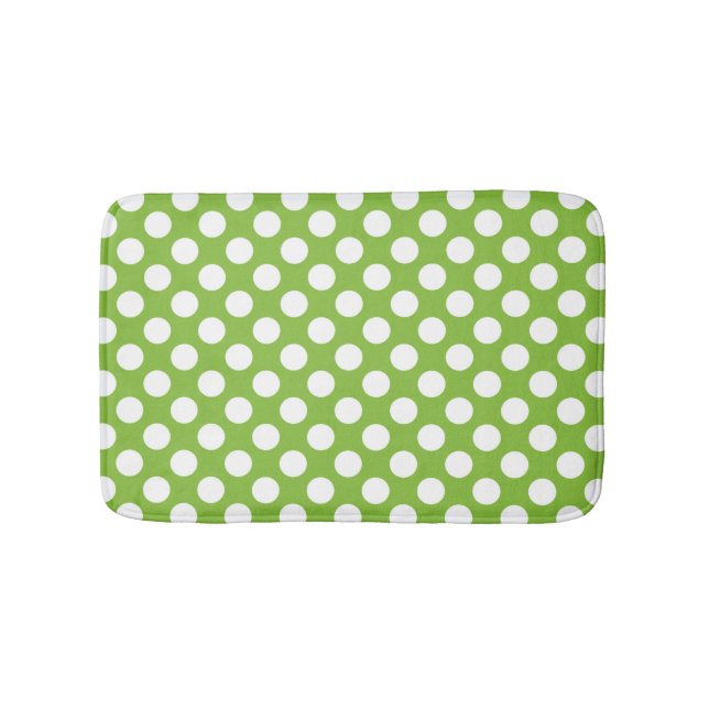 Tapis De Bain Motif pois vert et blanc (Devant)