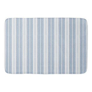 Tapis De Bain Motif rayé à chevrons bleu doux et fougère