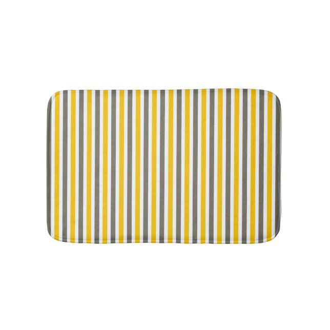 Tapis De Bain Motif rayé jaune et gris moderne (Devant)