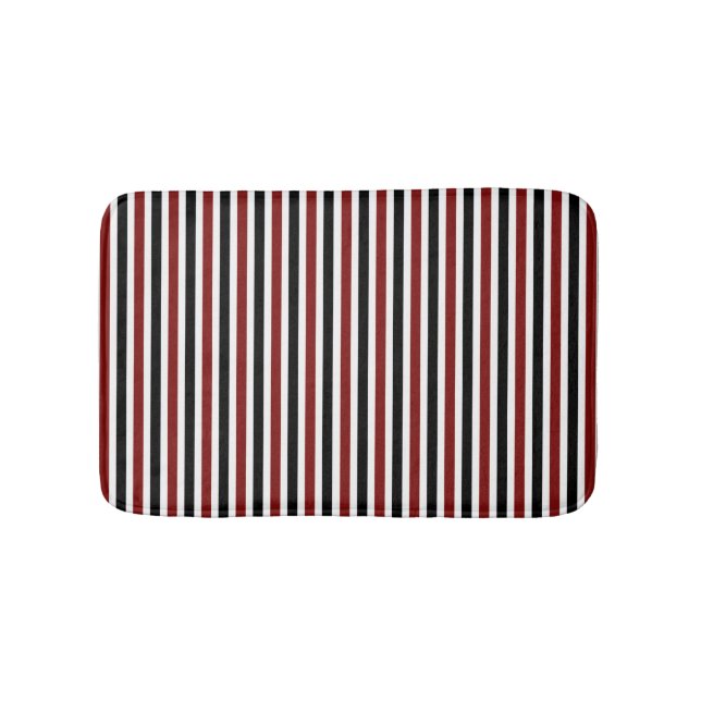 Tapis De Bain Motif rayé noir et rouge moderne (Devant)