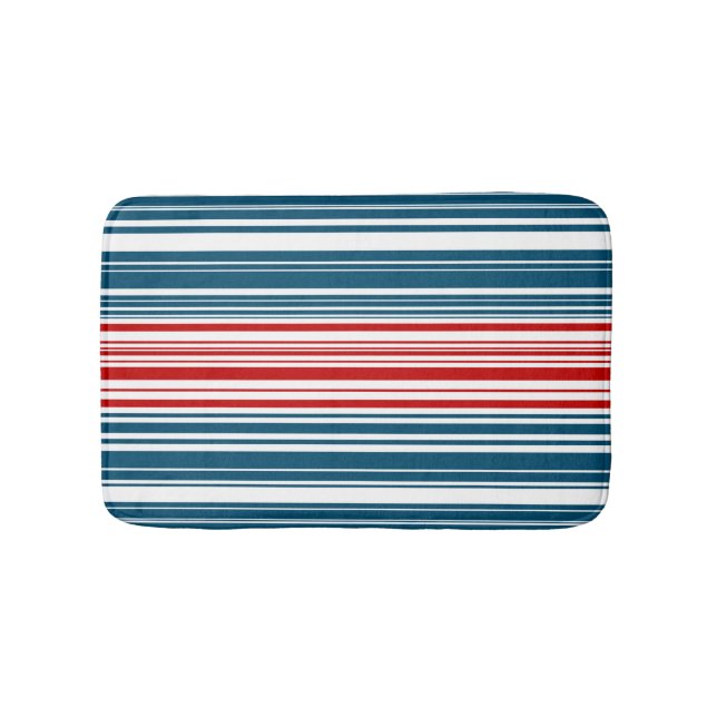 Tapis De Bain Motif rayé rouge et bleu (Devant)