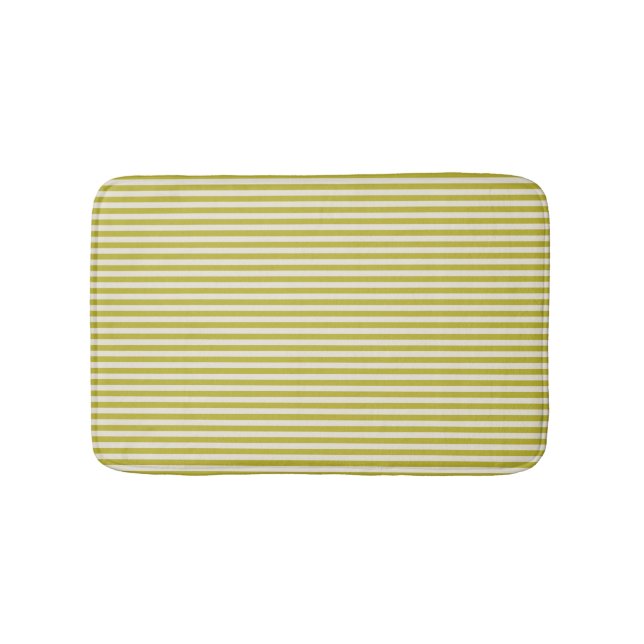 Tapis De Bain Motif rayé simple chartreuse et crème  (Devant)